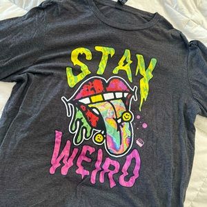 Stay Weird Gray Graphic Tshirt